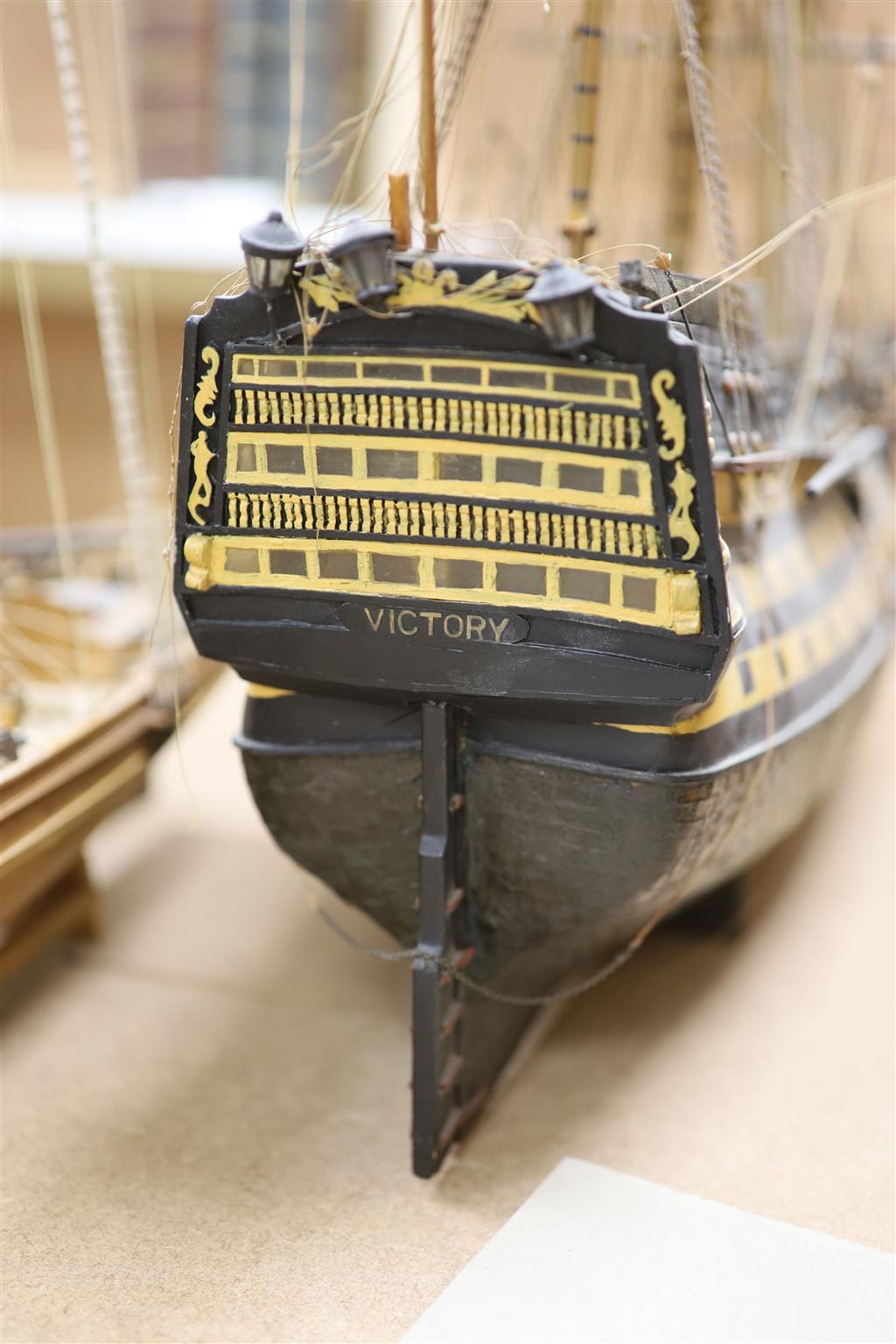 A model of The Victory, width 90cm, and a model of The Marseille